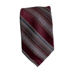 Etienne Caron tie New York Paris men's vtg red gray striped 3.25" wide 56" long